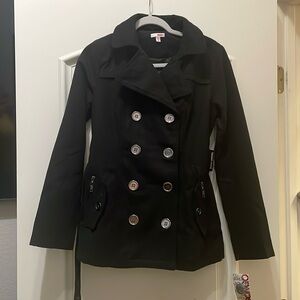 Bongo- Black Faux Wool Belted Coat